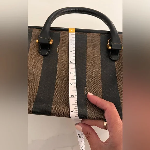 Fendi Black and Tan Striped Satchel - Picture 14 of 15